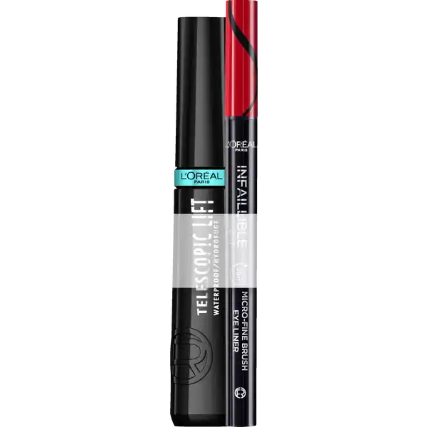Augen Make-up Set: Telescopic Lift Black Waterproof Mascara & Infaillible 36H Grip Micro-Fine Liner