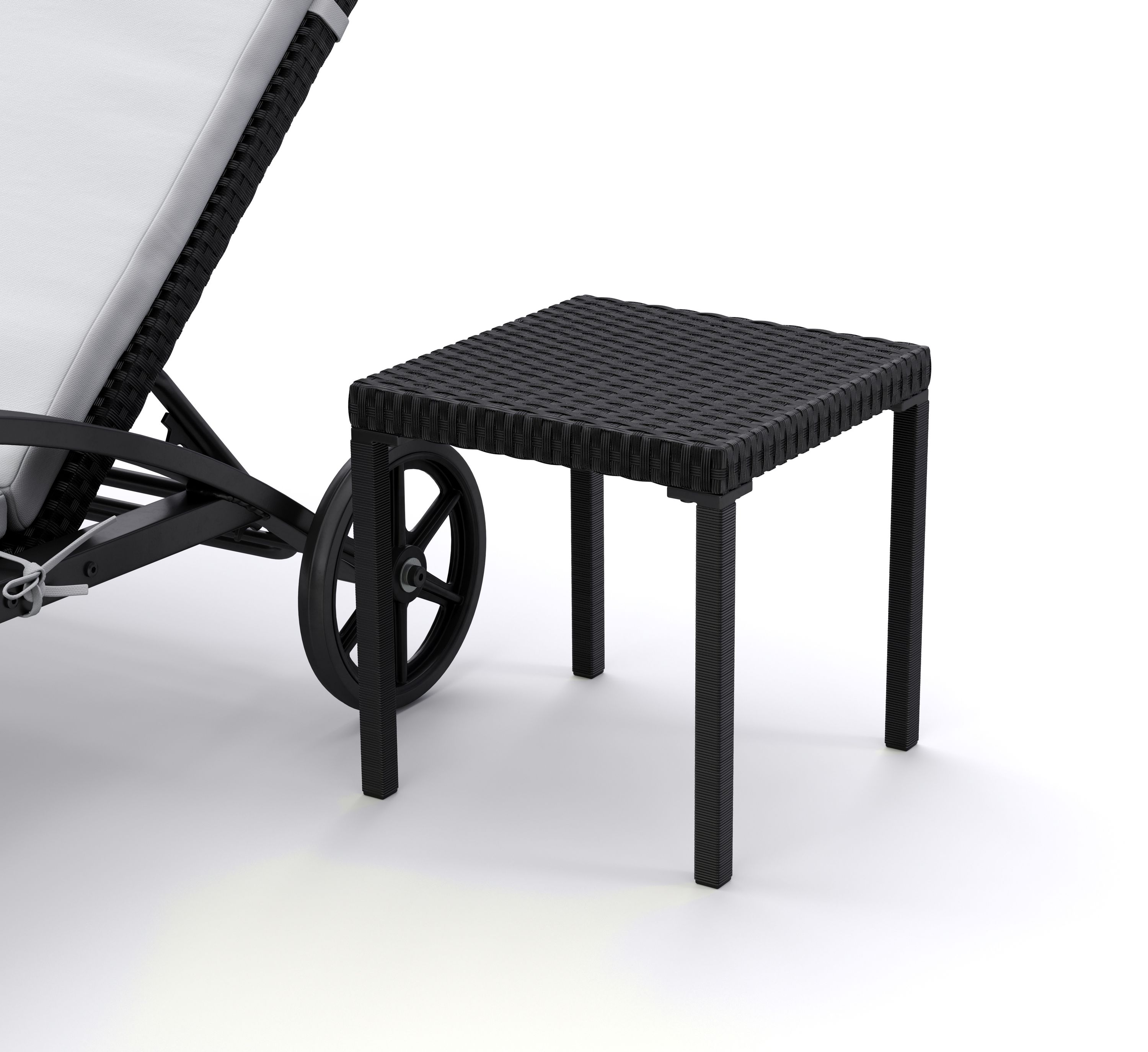 Liegestuhl Rattan KIM schwarz/weiss Set 3-teilig