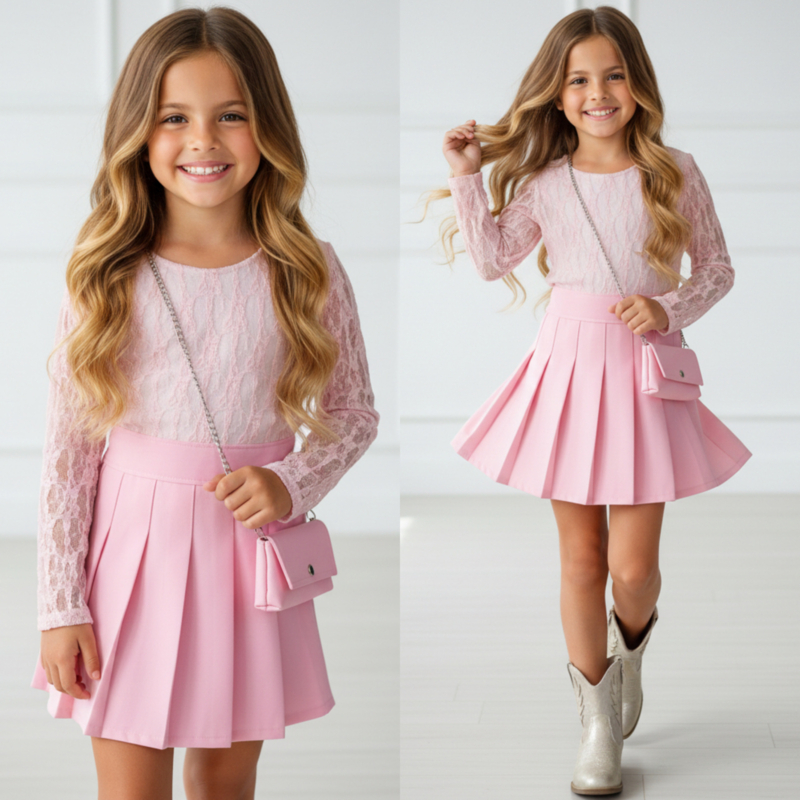 Lace Princess Dress - roze
