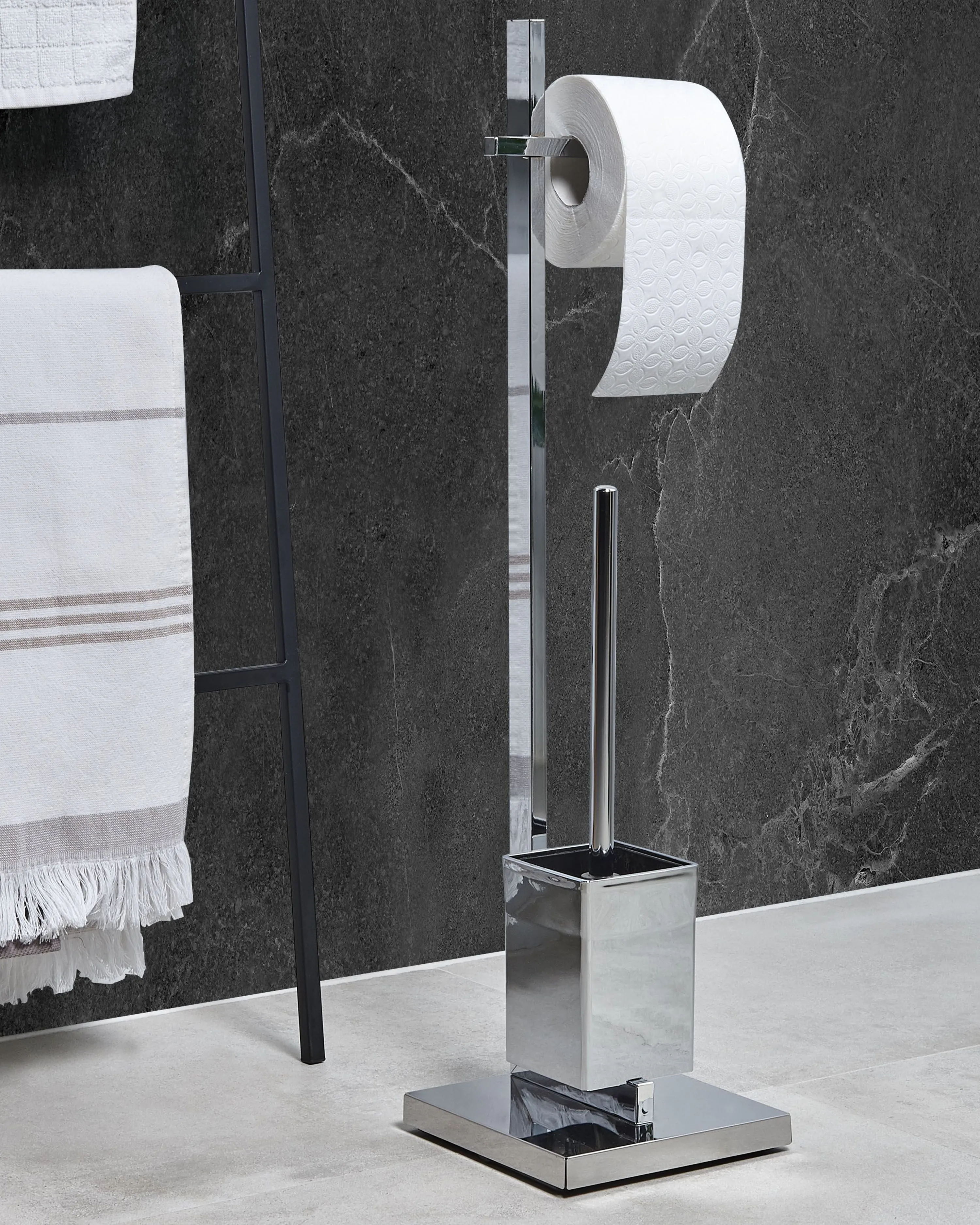 Toiletrol- en toiletborstelhouder ULAPES Metaal Zilver