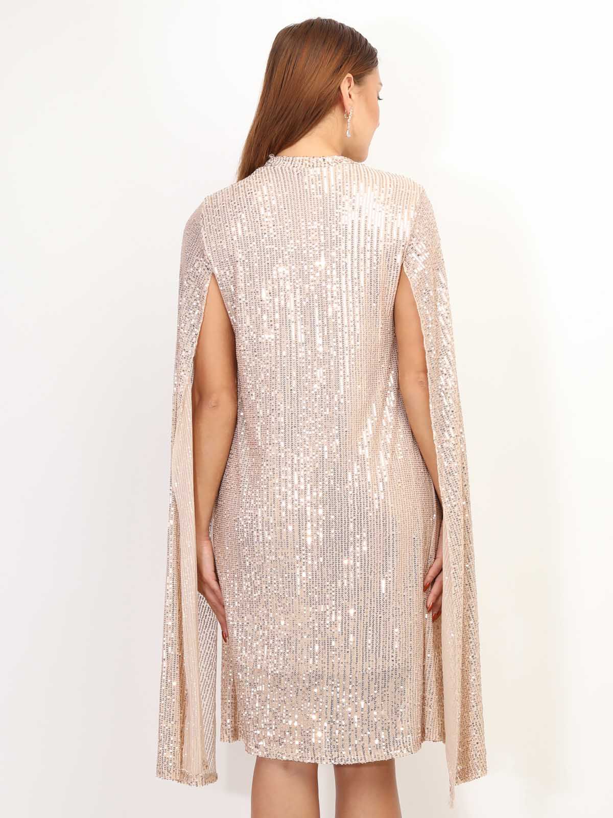 Robe cape à sequins- Doré rose