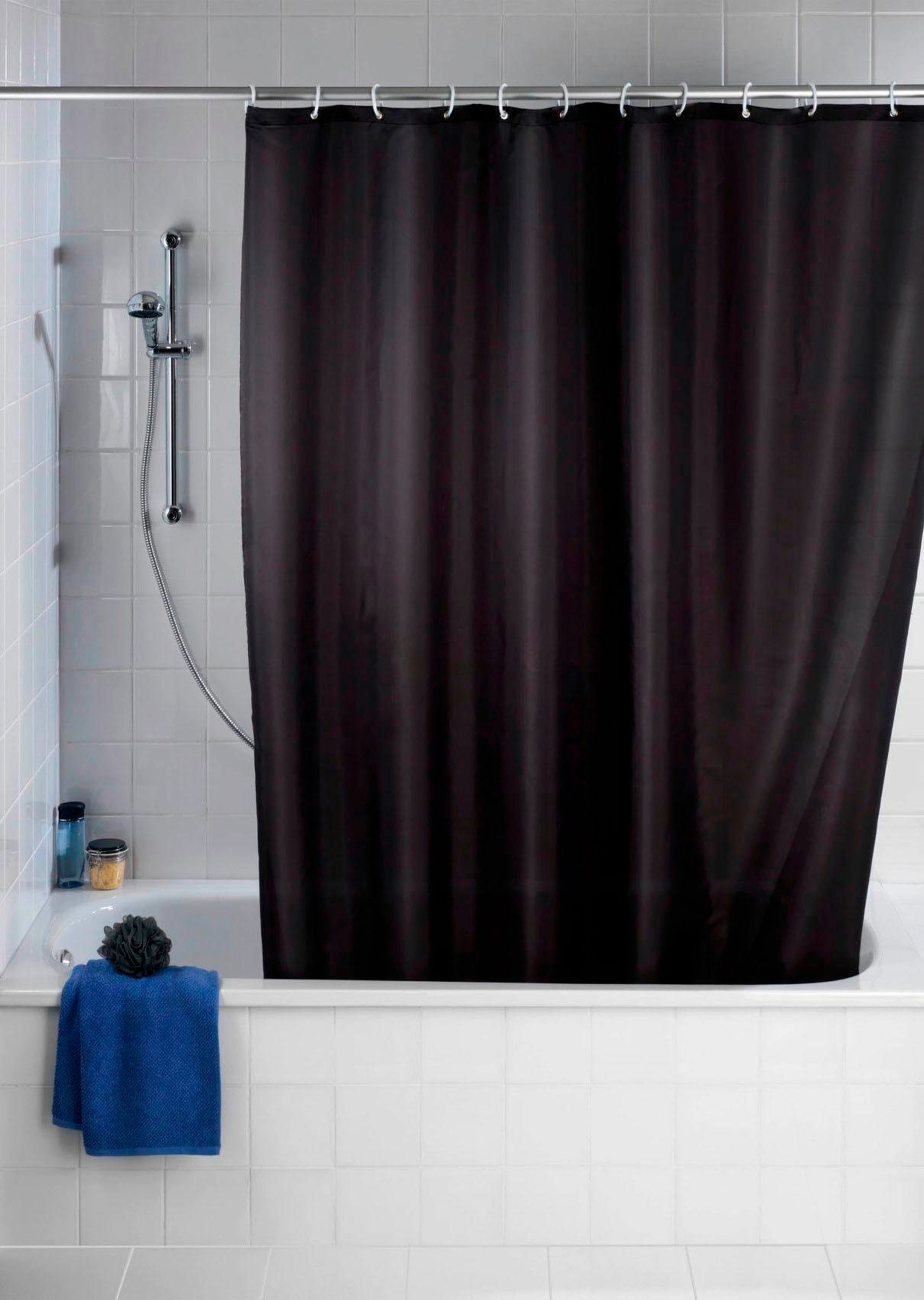 WENKO Duschvorhang »Uni Black« Breite 180 cm Höhe 200 cm, Polyester, waschbar
