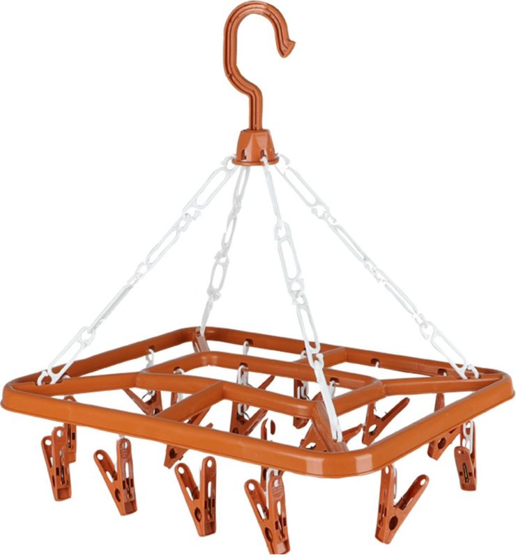 Urban Living Wasgoed droogcarrousel/droogmolen - 2x - 18 clips/knijpers - terra - kunststof - 31 x 33 cm
