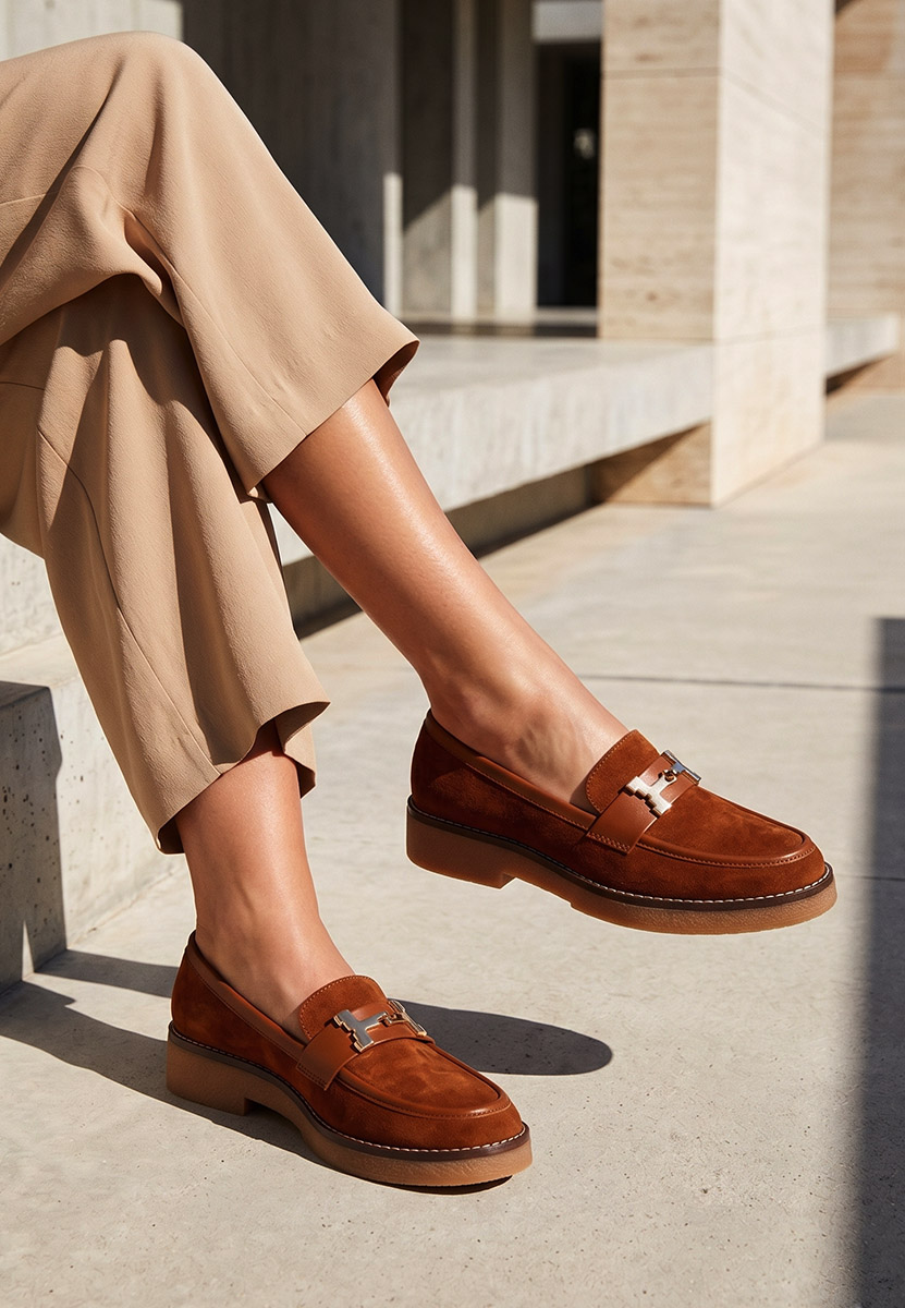 Mocassins en daim chameau Hareia
