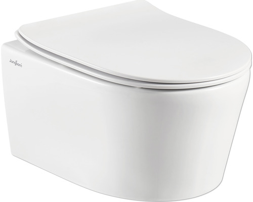 Jungborn wandclosetset ONE48, randloos, verkort, glanzend wit, met toiletzitting en softclose-mechanisme