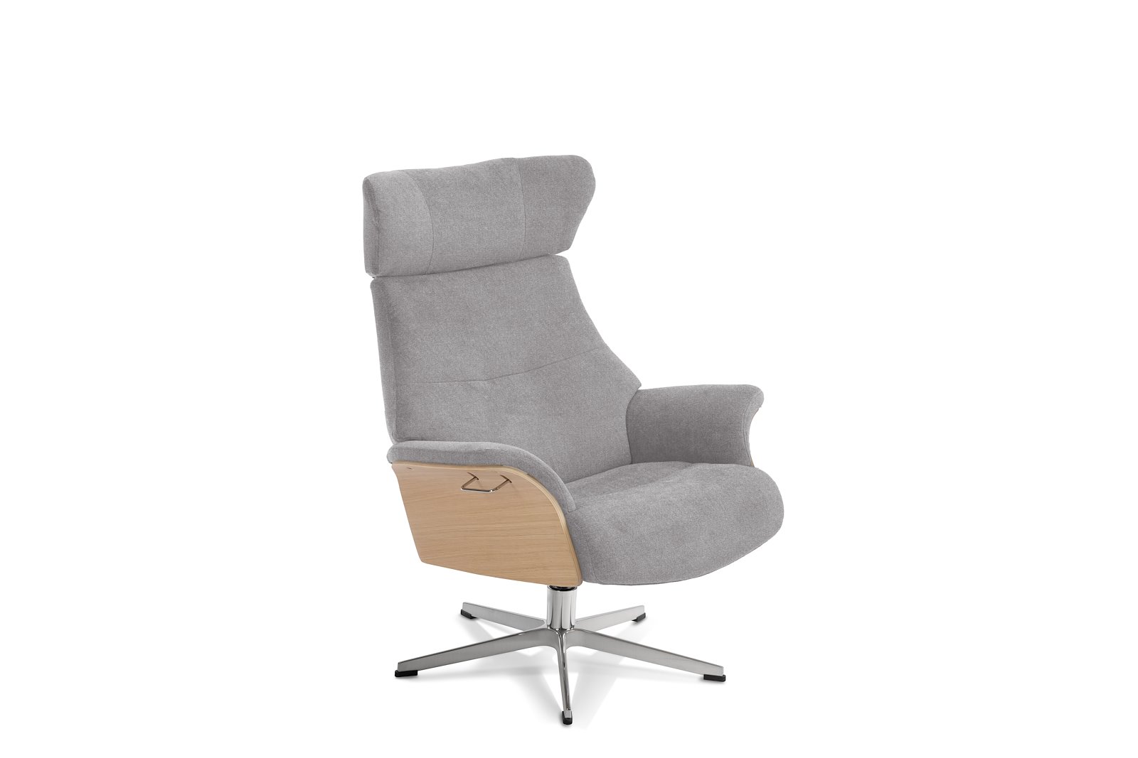 Air lenestol I tekstil Cortina 1108-75 Silver, standard svingfot alu. Skrog i ubehandlet eik