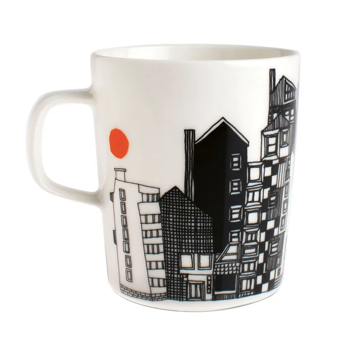 Marimekko - Oiva Siirtolapuutarha Becher 250 ml, weiss / schwarz / orange