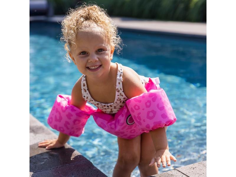 Swim Essentials Schwimmflügel Gurt 2-6 Jahre Leopard Pink Pfützenspringer mit Panther-Print