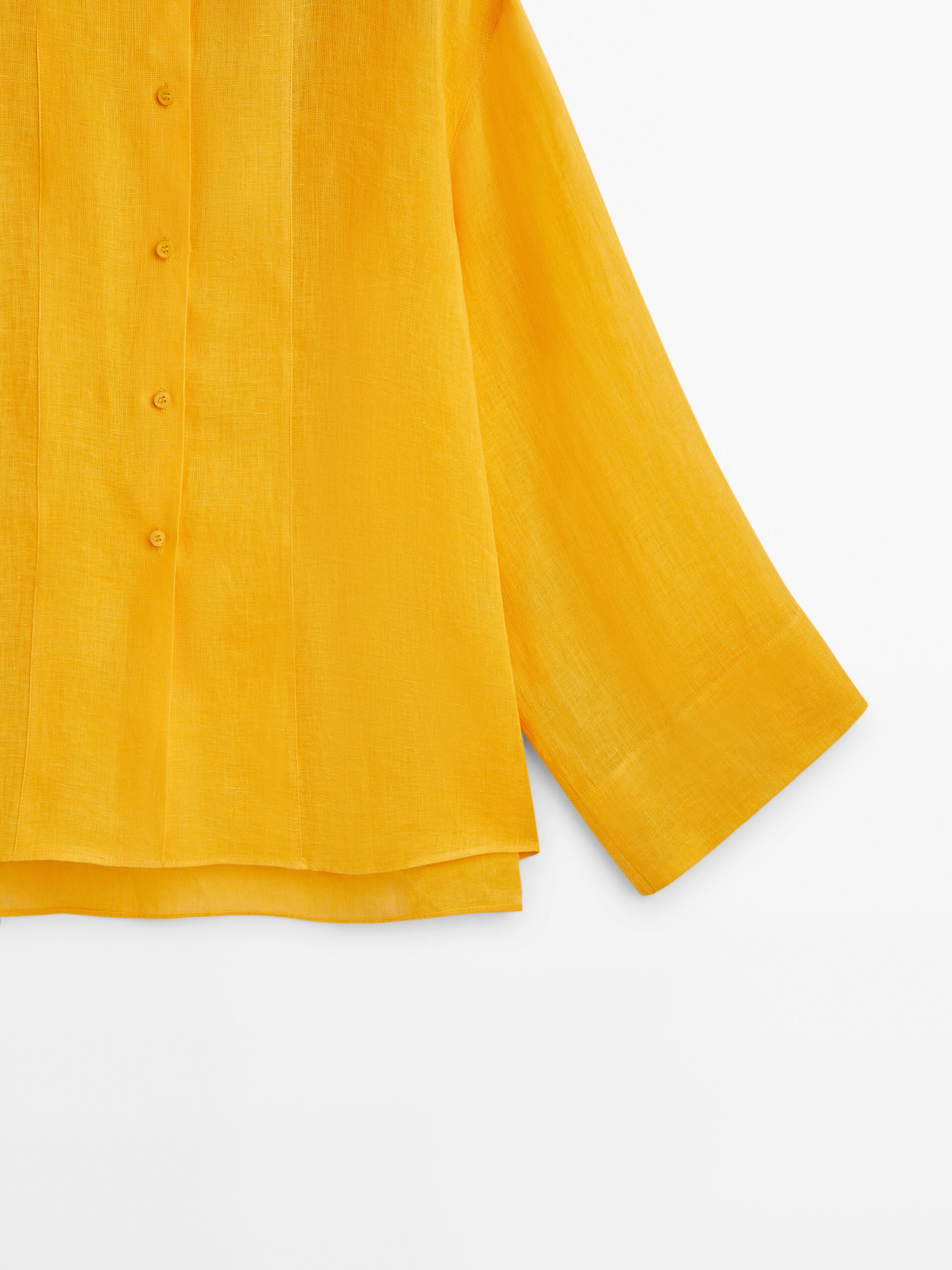 Camisa de manga larga 100% linho - AMARELO FLUOR