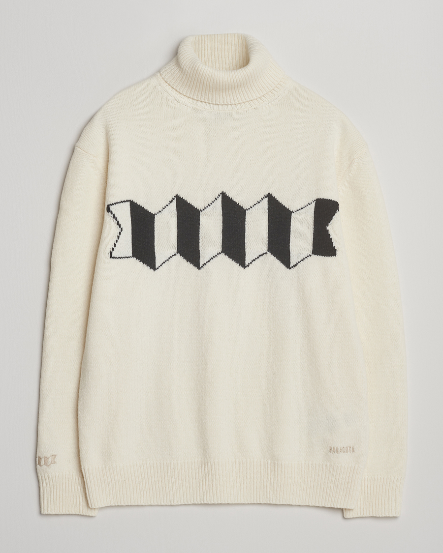 Baracuta Flag Logo Wool Turtleneck Antique White