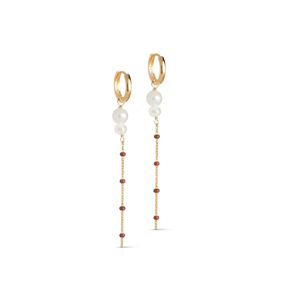 ENAMEL Copenhagen  Lola Double Pearl hængeøreringe - Copper