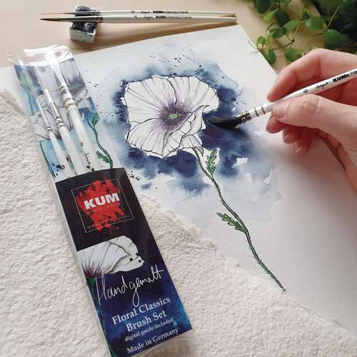 KUM® Hand-painted Floral Classics Aquarellpinsel-Set, 3-teilig