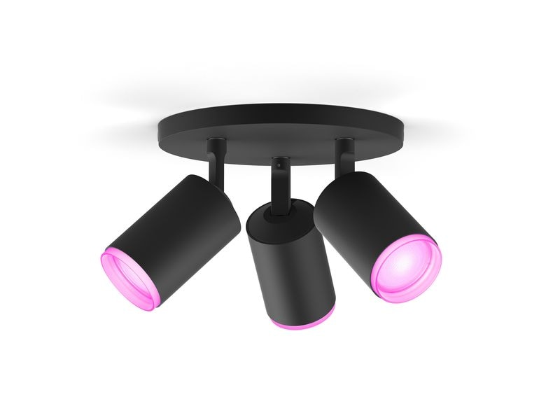 Philips Hue White & Color Ambiance Fugato 3er-Spot Schwarz 3er-Spot mit Weisstönen und mehr als 16 Millionen Farben