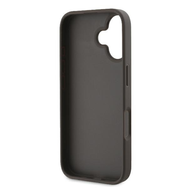 iPhone 16 Leder Hardcase Hülle 4G Big Metal Logo (GUHCP16S4GMGBR) - Braun