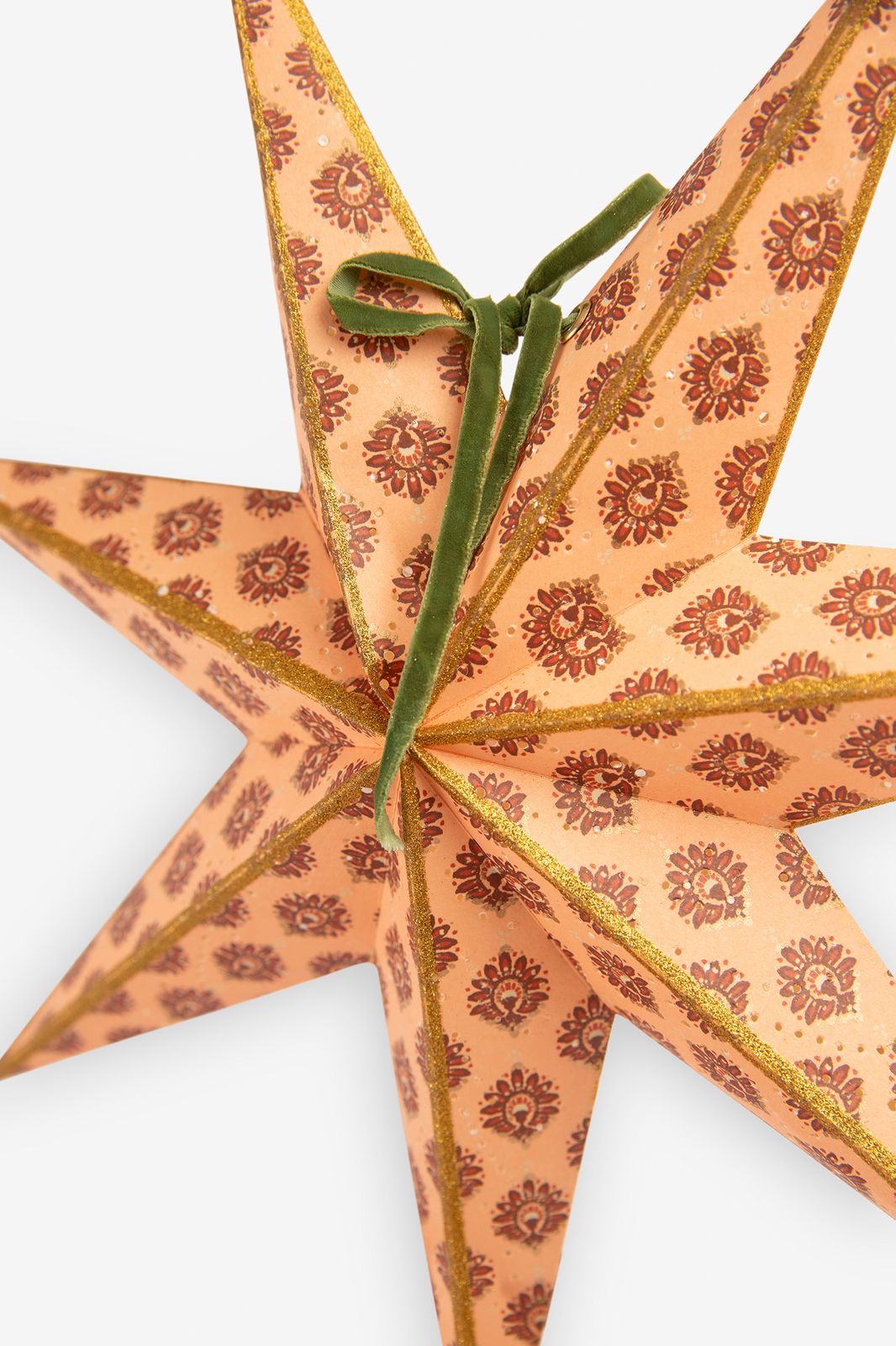 Kerstster met lichtroze bloemenprint en LED