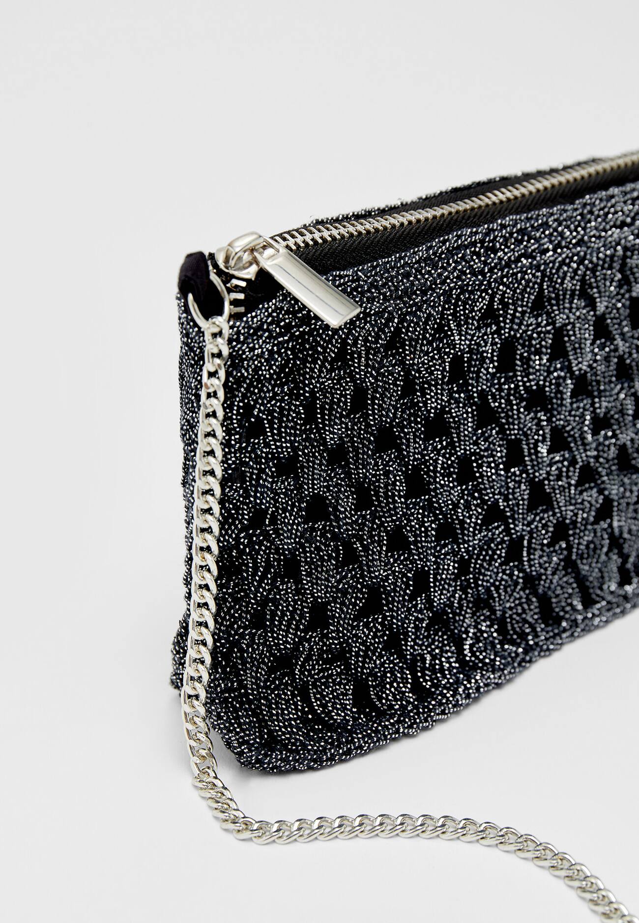 Bolsa mini de crochê brilhante