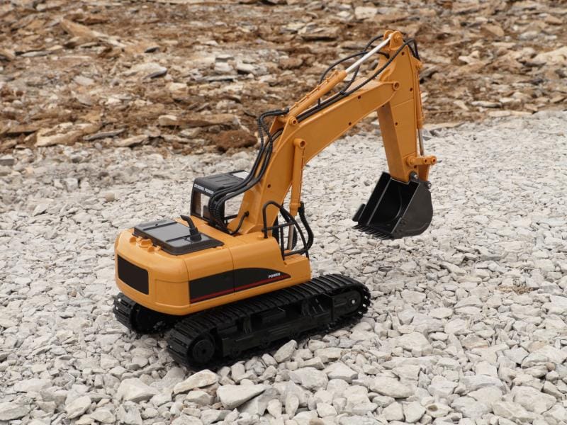 Amewi Bagger mit Metallschaufel, Licht & Sound RTR, 1:14 Ferngesteuerter Raupenbagger mti beweglichem Arm und Metallschaufel