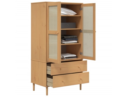 VIDAXL - Armoire Garde-robe senja aspect rotin marron bois massif de pin