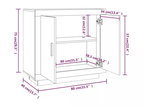 Buffet Chêne sonoma 80x40x75 cm Bois d'ingénierie
