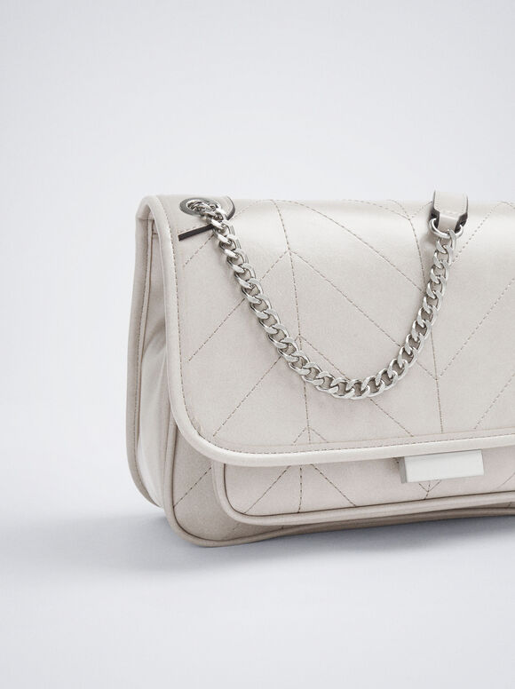Bolsa De Hombro Asa Cadena - Marrom