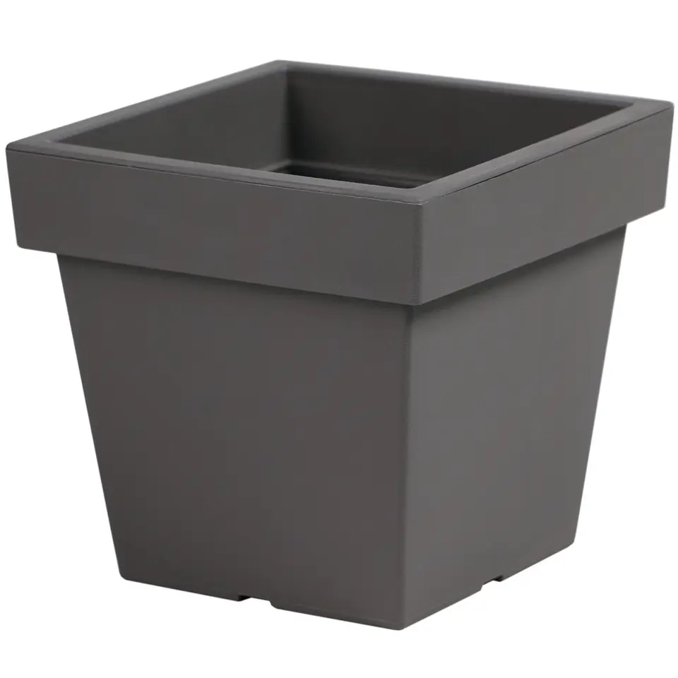 1x Kunststof vierkante bloempotten/plantenpotten 24 cm lichtgrijs