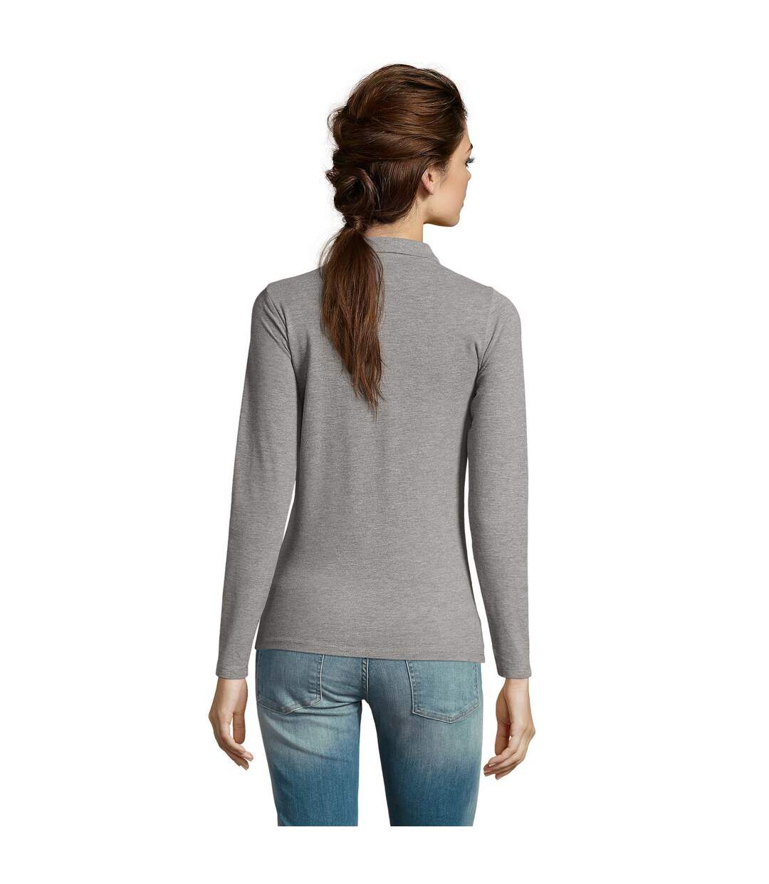 SOLS - Polo manches longues PERFECT - Femme (Gris chiné) - UTPC2908