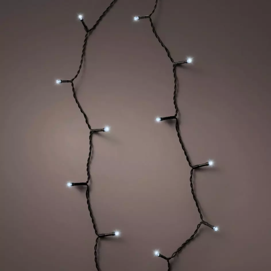 Guirlande lumineuse à piles 14,98 m 600 LED câble noir Durawise Blanc froid