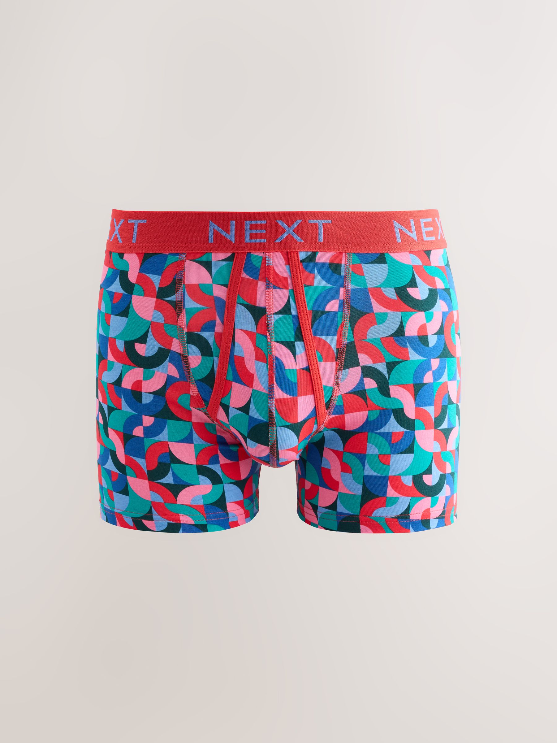 Helder Blauw/Oranje/Paars Cirkel Geo Print - Boxershorts met A-voorkant