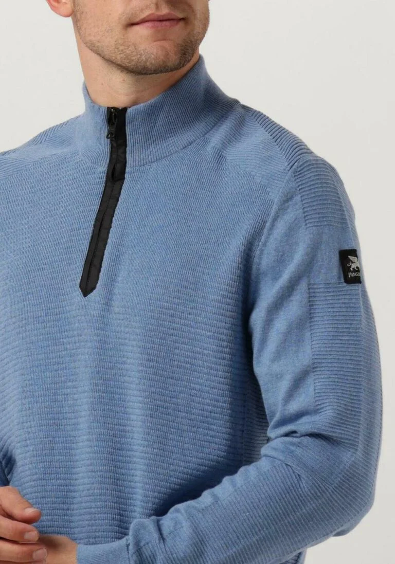 VANGUARD lichtblauwe vanguard trui halp zip collar cotton structure