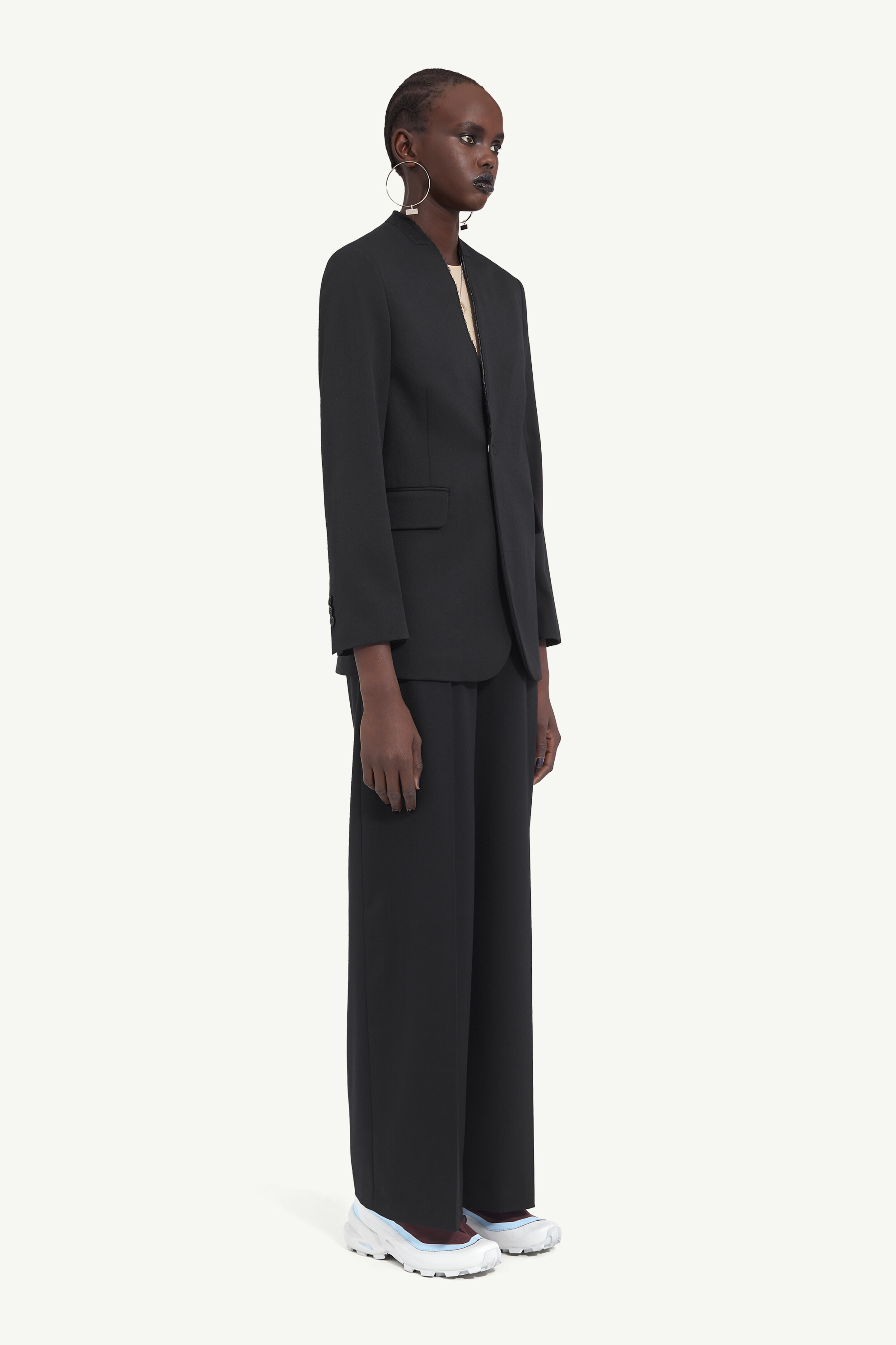 Veste de costume sans col pour femme