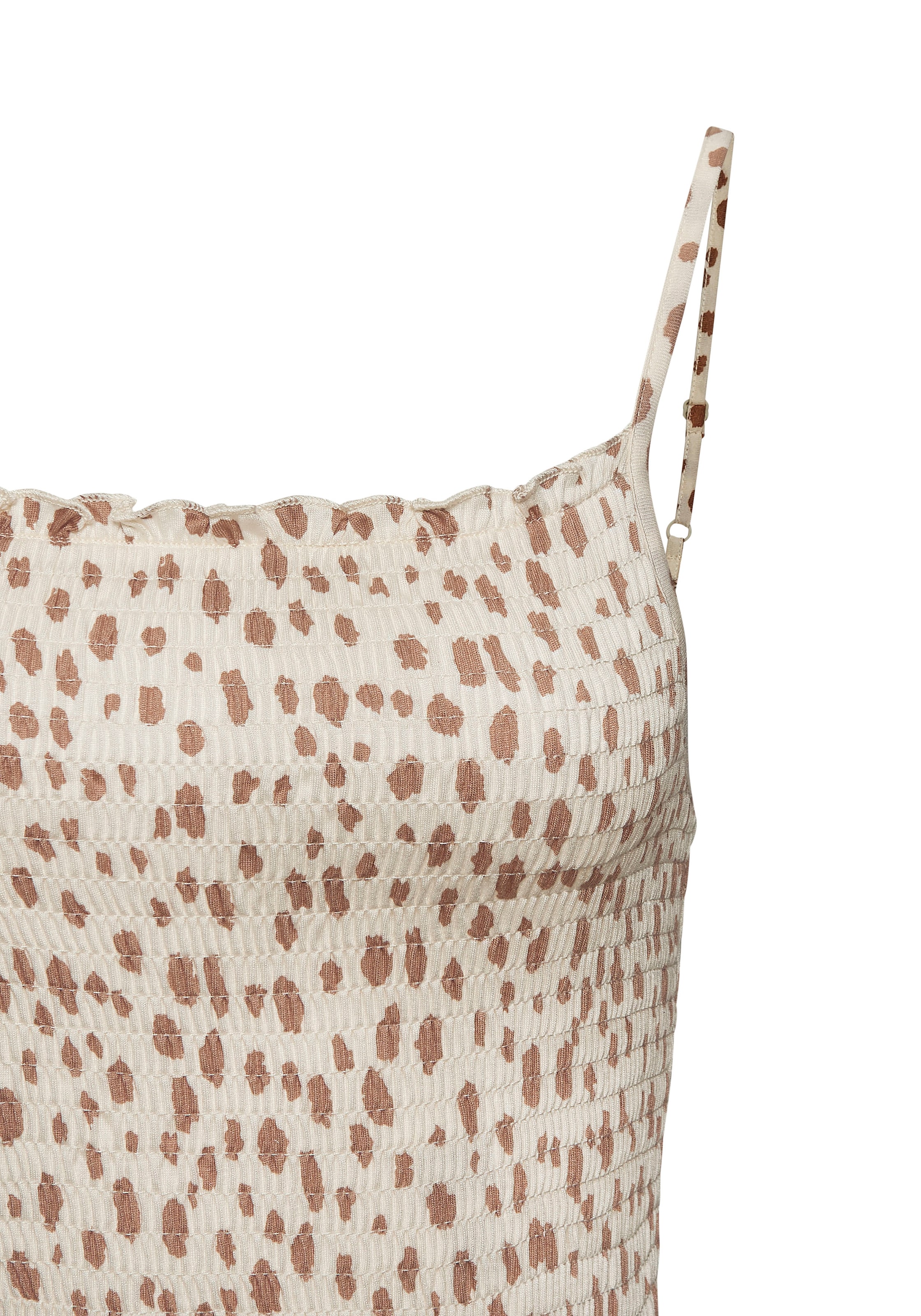LASCANA Midikleid Ohne Taschen mit gesmoktem Oberteil und Alloverprint, Sommerkleid