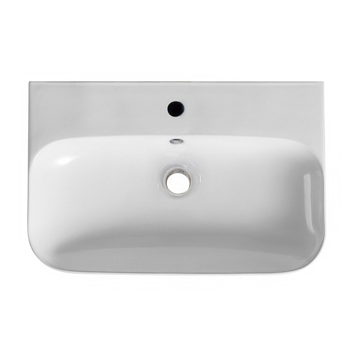 Mueller Fanti vrijhangende wastafel 65.5x42x16.5cm keramiek glans wit