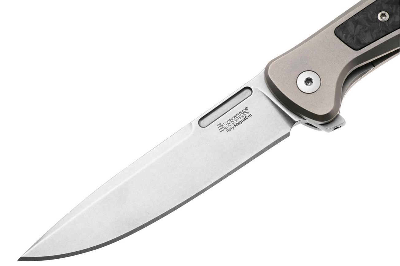 LionSteel Skinny Solid SK01 GY Grey Titanium, Carbonfiber inlay zakmes, Molletta design