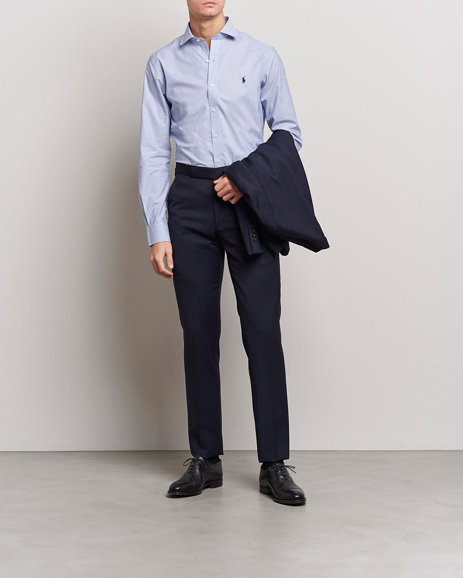 Polo Ralph Lauren Slim Fit Poplin Cut Away Dress Shirt Light Blue