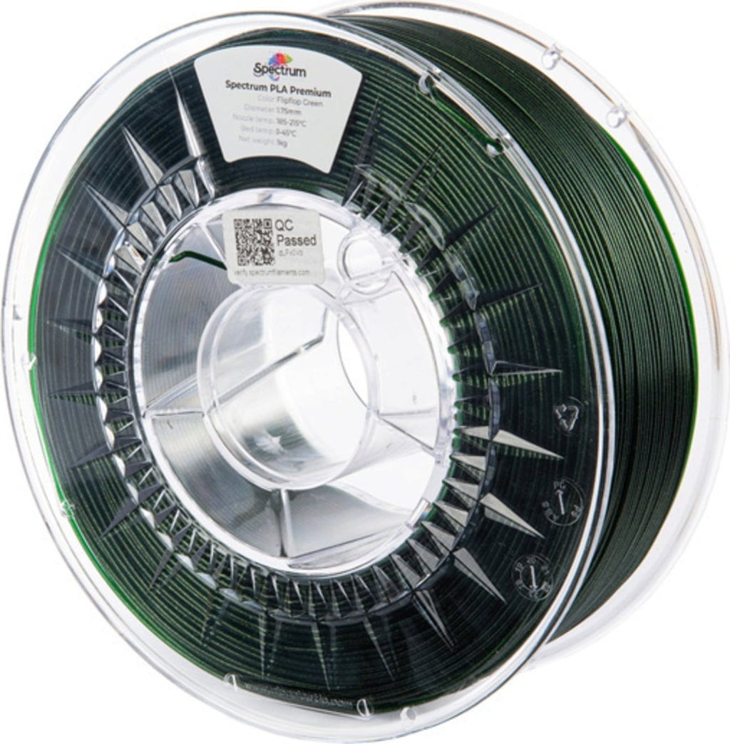 Spectrum  PLA Premium Flipflop Green, 1,75 mm / 1000 g    Verzugsfreies PLA in guter Qualität