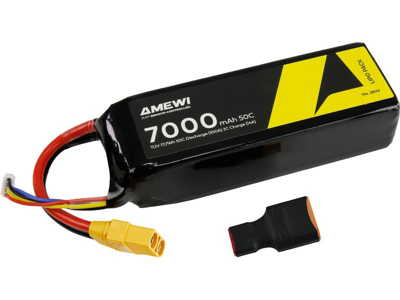Amewi RC-Akku LiPo 3S 11.1 V 7000 mAh 50C XT90 Hochleistungsfähiger LiPo Akku für RC-Modelle