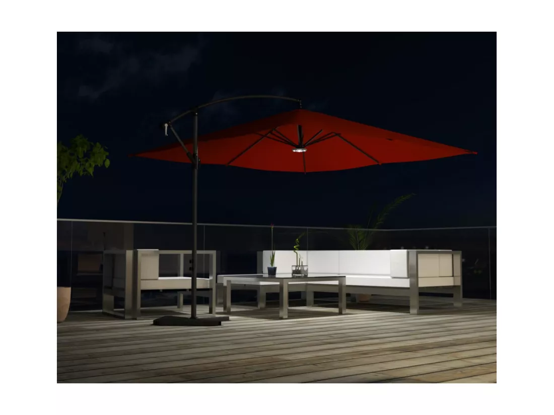 Parasol LED déporté carré 3x3m terracotta SOLENZARA LED