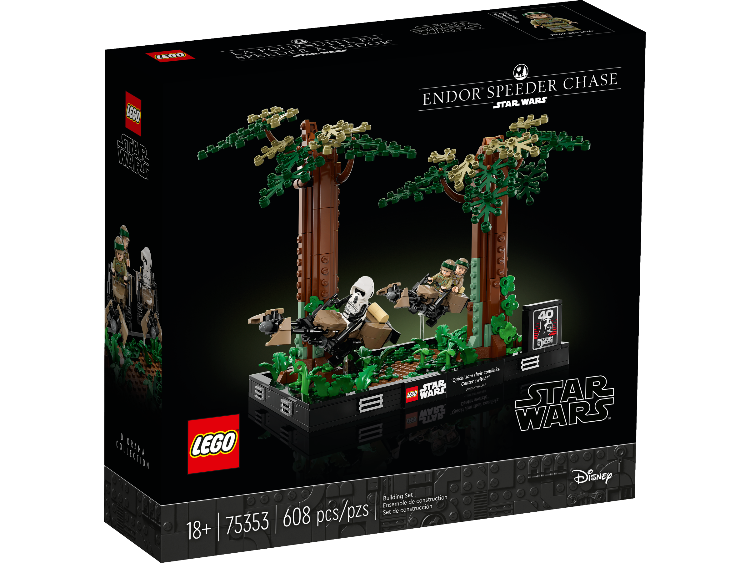 Diorama de perseguição de speeders em Endor™ 75353