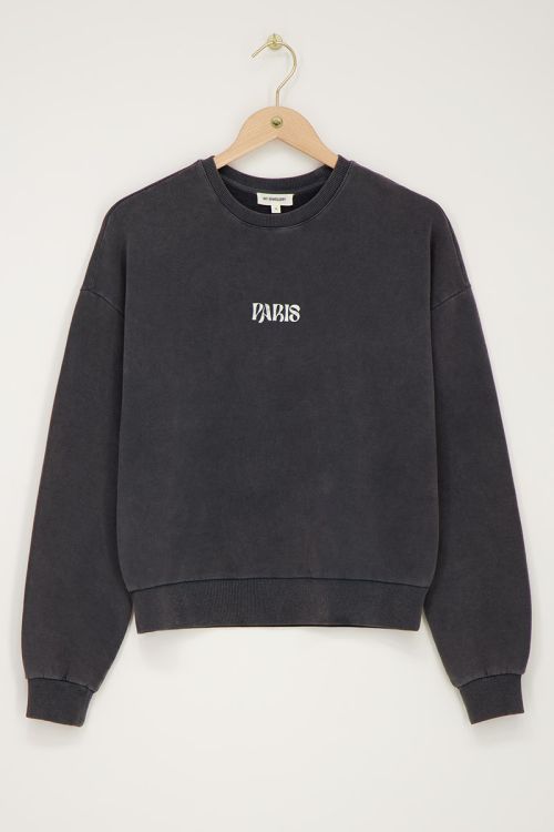 Grijze sweater Paris met bloemen