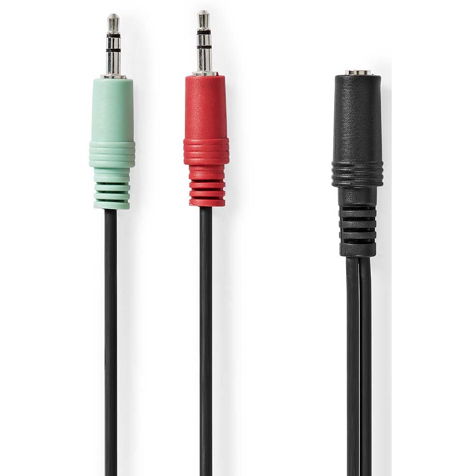Nedis CAGB22160BK02 stereo audiokabel 3.5mm female - 2x 3.5mm male 0.12m
