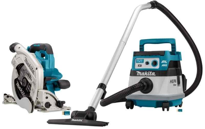 Makita DLX2390UX1 2x18V AWS Combiset voor zagen (235mm) en stofzuigen met aws zender