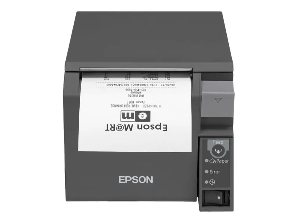 Epson TM T70II (025C1) - Kvitteringsprinter - termisk linje - Rulle (7,95 cm) - 180 x 180 dpi - op til 250 mm/sek. - USB 2.0, LAN (UB-E04) - skærer - sort