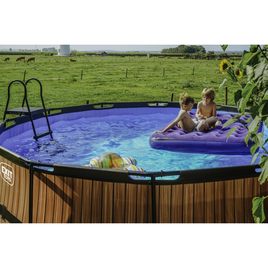 EXIT Frame Pool ø427x122cm (12v Kartusche Filterpumpe) – Grau