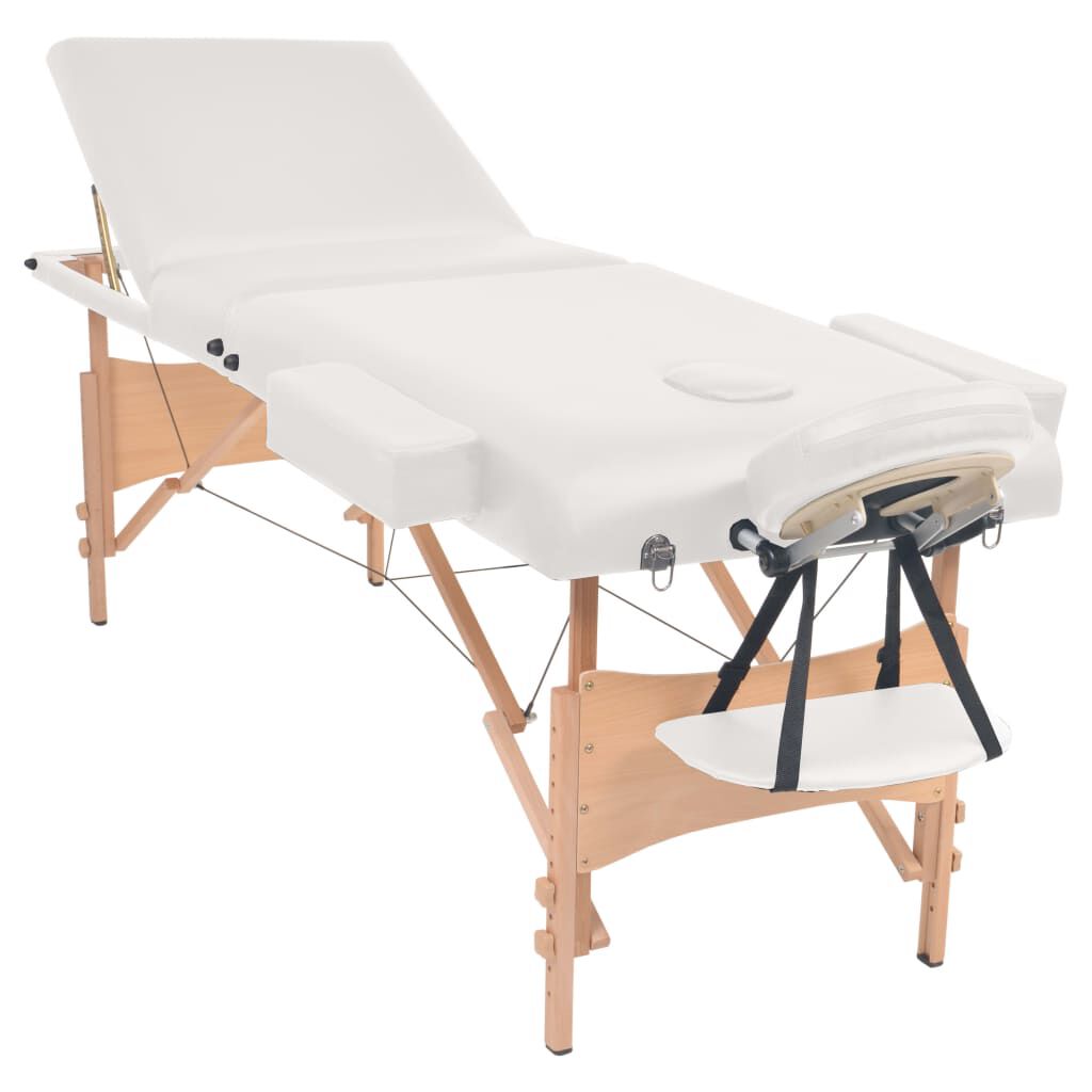 vidaXL Opvouwbare massagetafel 10 cm dik 3-zones wit