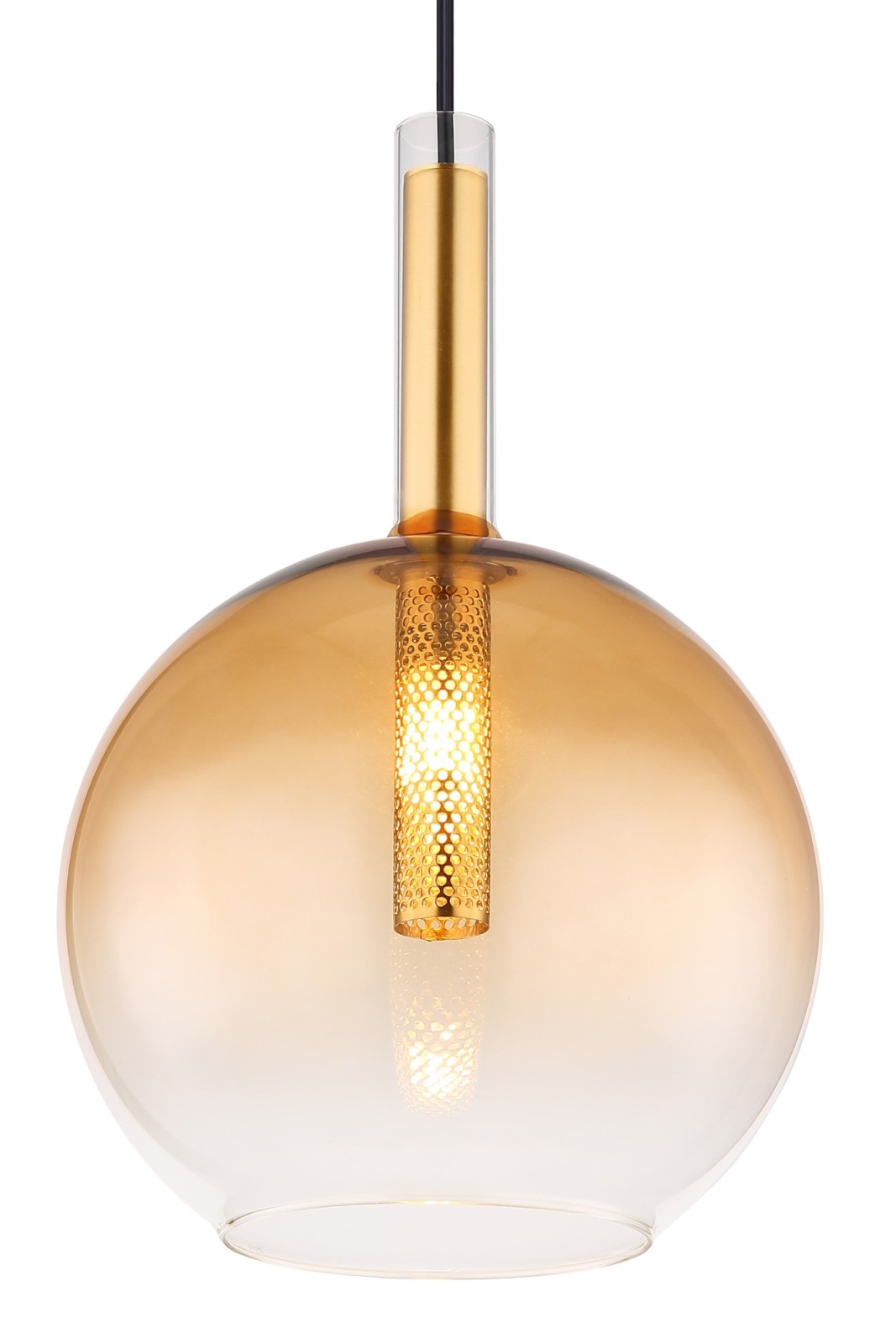 Hängeleuchte - schwarz-amber - Ø 18 cm