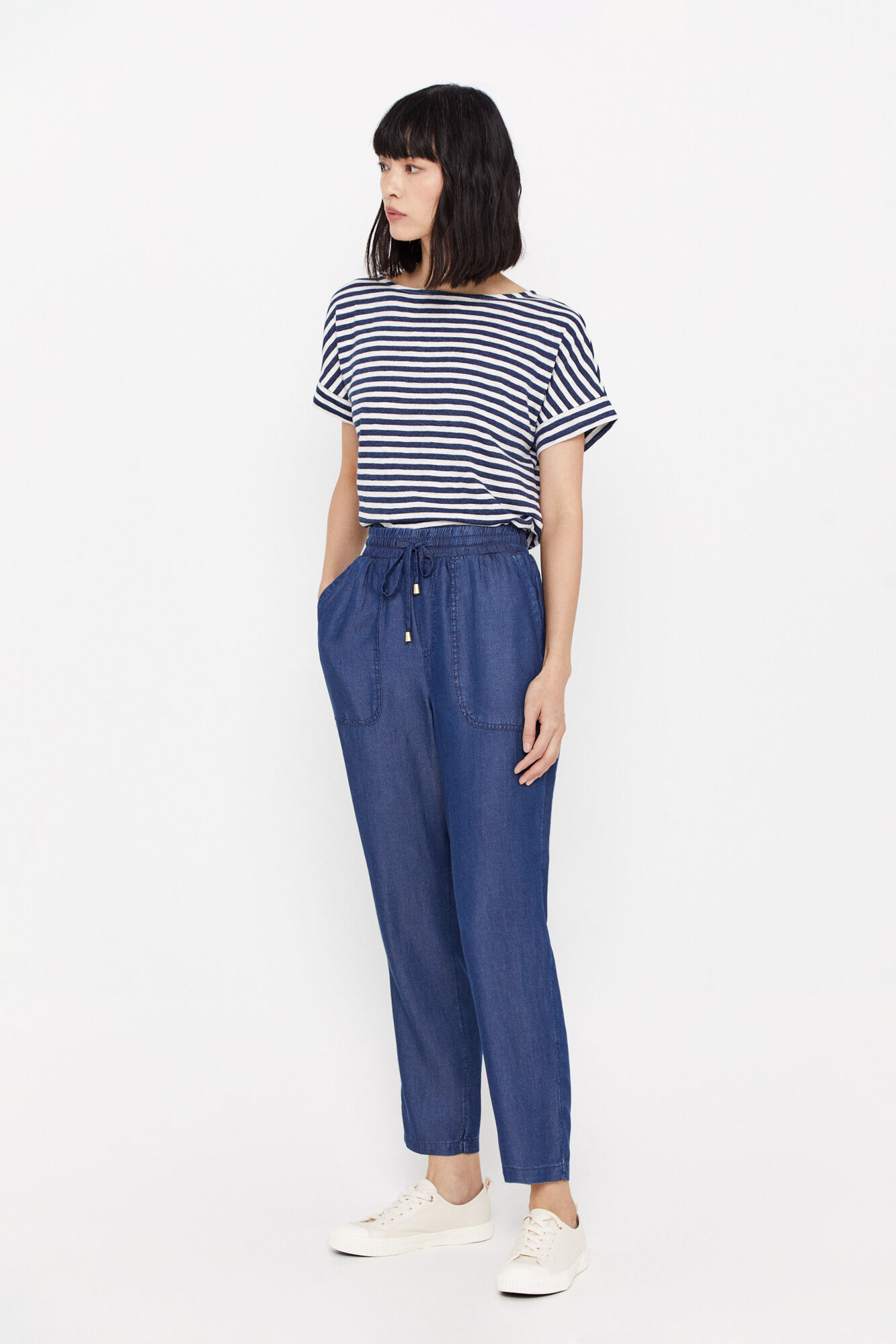 Calça fluida 100% Tencel - Azul