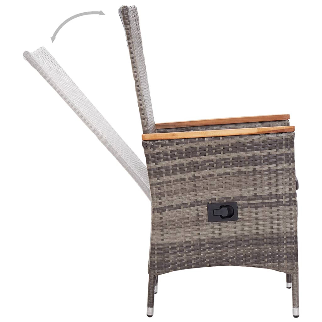 Ensemble de salle à manger de jardin meuble extérieur avec coussins 3 pièces gris