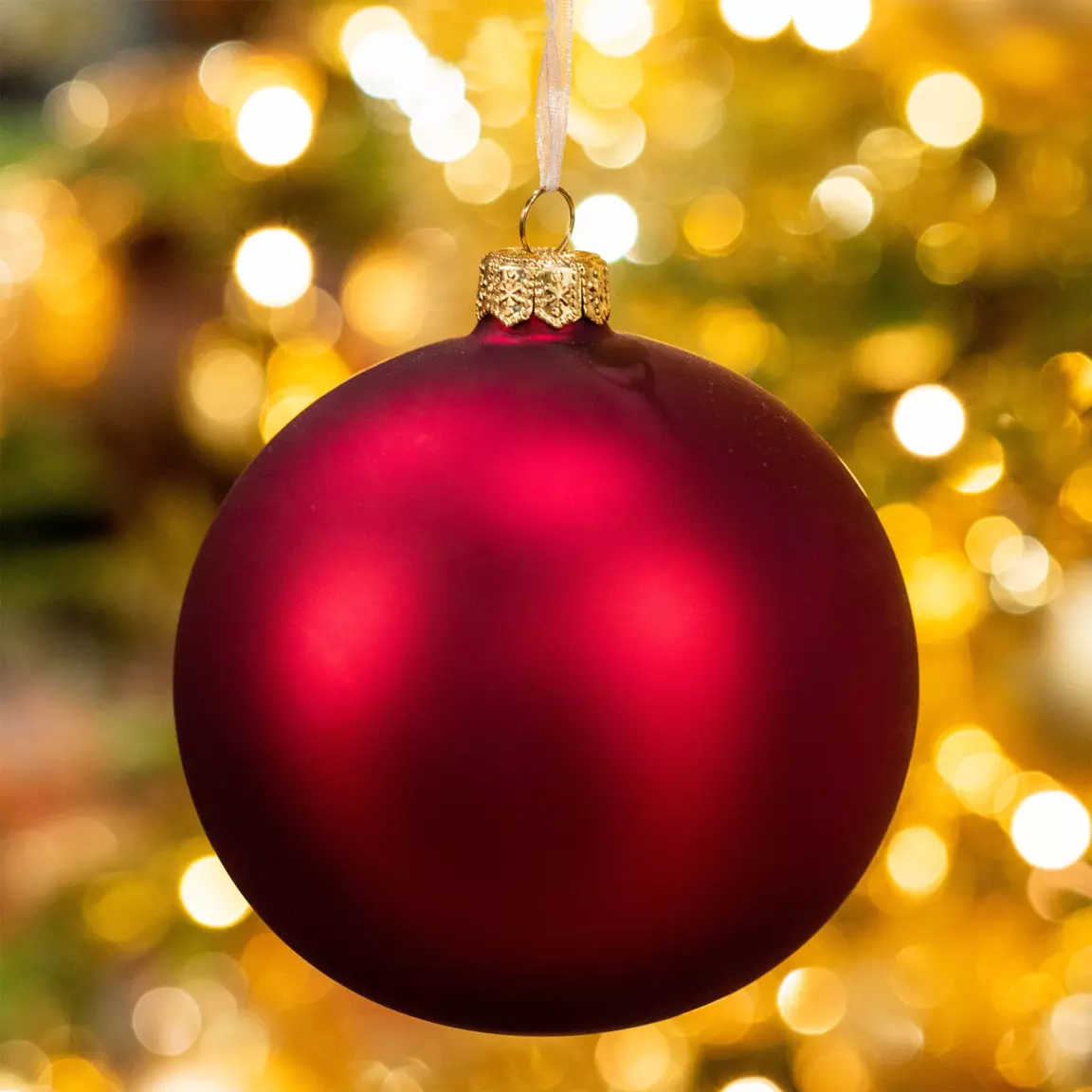 Lot de 4 boules de Noël en verre (D100 mm) Arctique mate Bordeaux