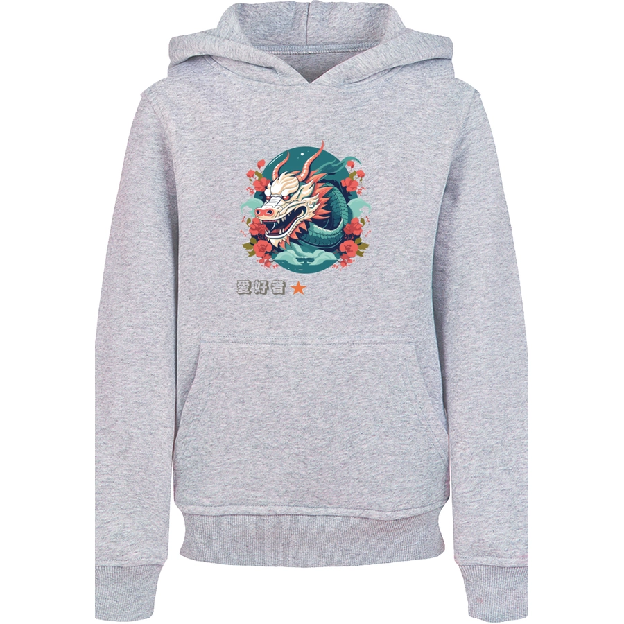 F4NT4STIC Hoodie Drache mit Blumen heather grey