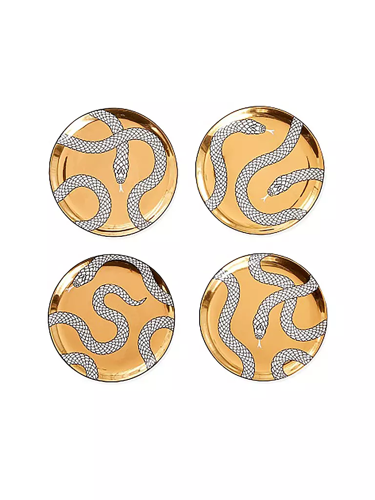 JONATHAN ADLER Glasuntersetzer 4-er Set EDEN Gold / Black / White gold